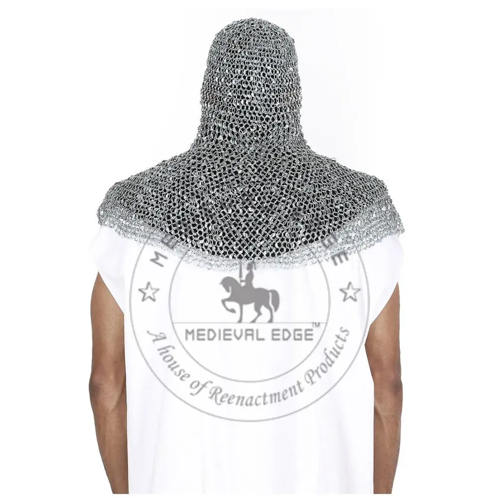 9 mm Round Riveted Medieval Chainmail Coif Armor Wearable Halloween Armor Chainmail Hood Largest Manufacture Company