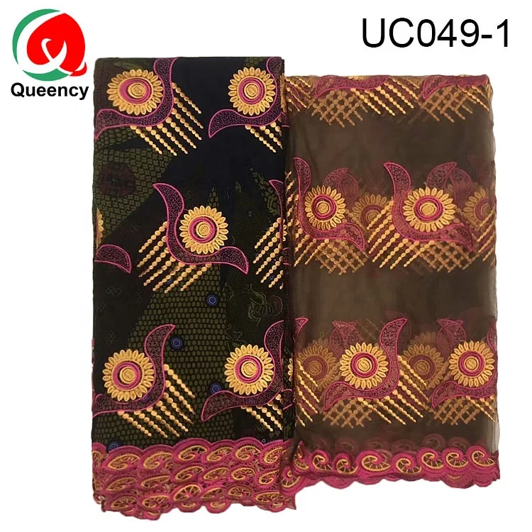 
Queency Wax Fabric With Lace Embroidery Wax Cord Lace Fabric 2019 African Wax Prints Fabric Lace 