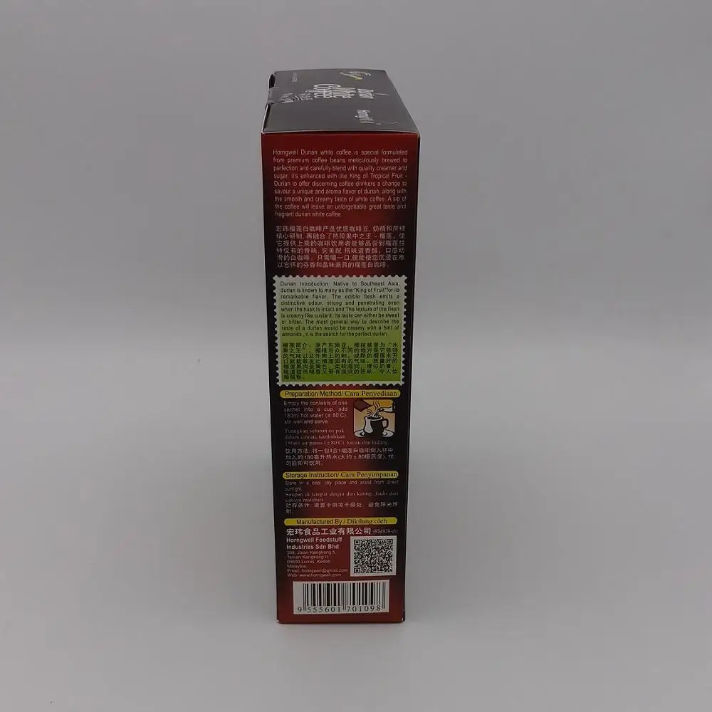 
4 In 1 Malaysia Premium Famous Durian White Coffee 
