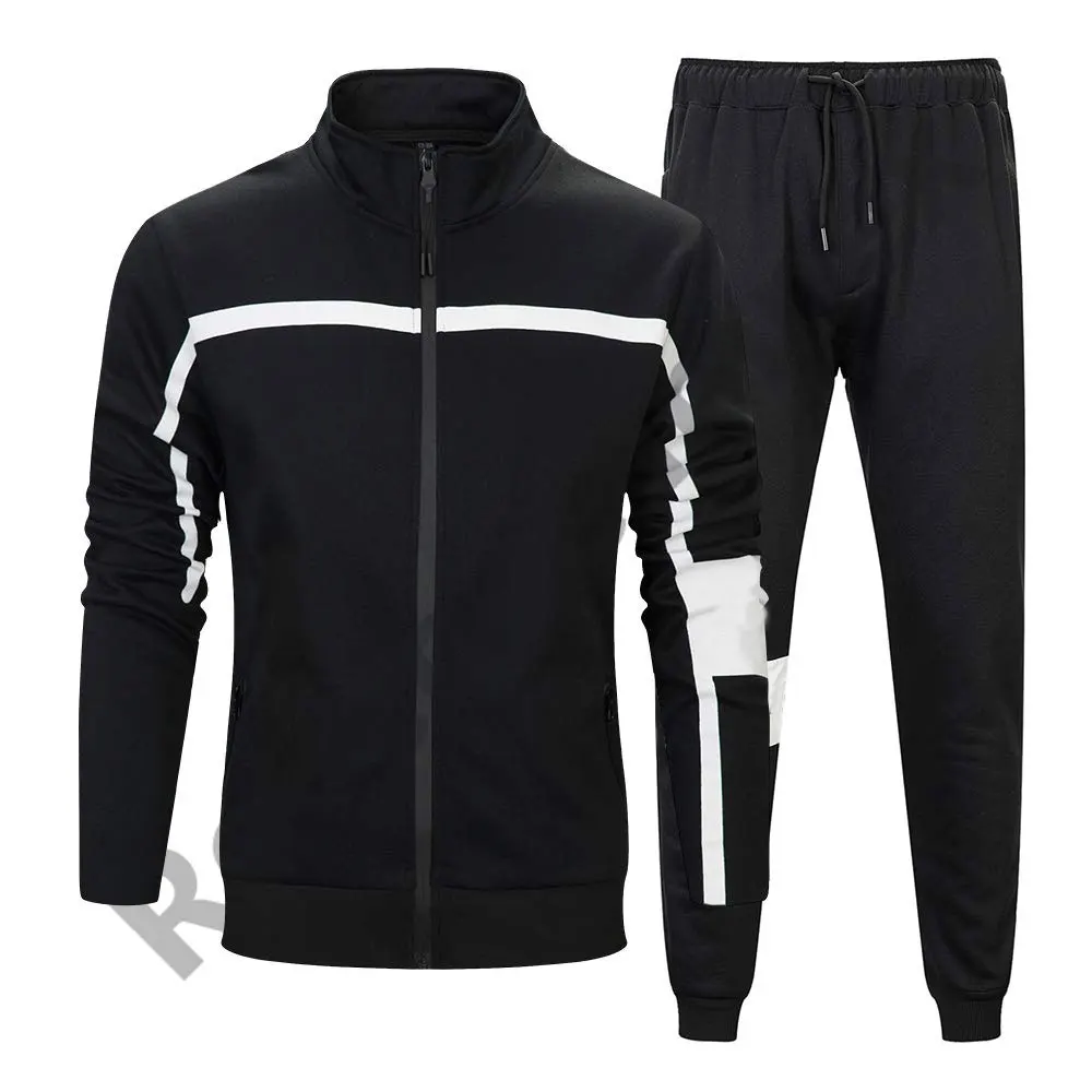 2021 Mens custom 2 piece autumn super skinny  latest design zipper sweat suits for boys Winter 2 Piece Thick Fleece Sweat suit