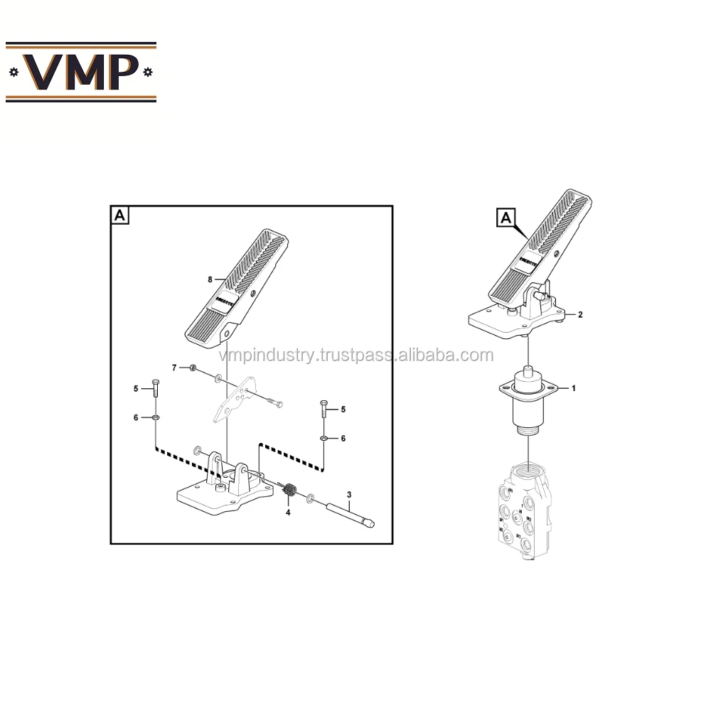 VOE 11148344 - Footbrake Valve for Wheel Loaders L50D, L50E, L70D, L110E, L110F - OEM New Condition Construction Machinery Parts