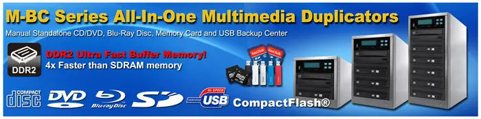 M-BC-2-BD 2 Drive Blu-Ray DVD Duplicator System w/ Flash Card to Disc Duplication (MS / CF / SD / MMC / USB)