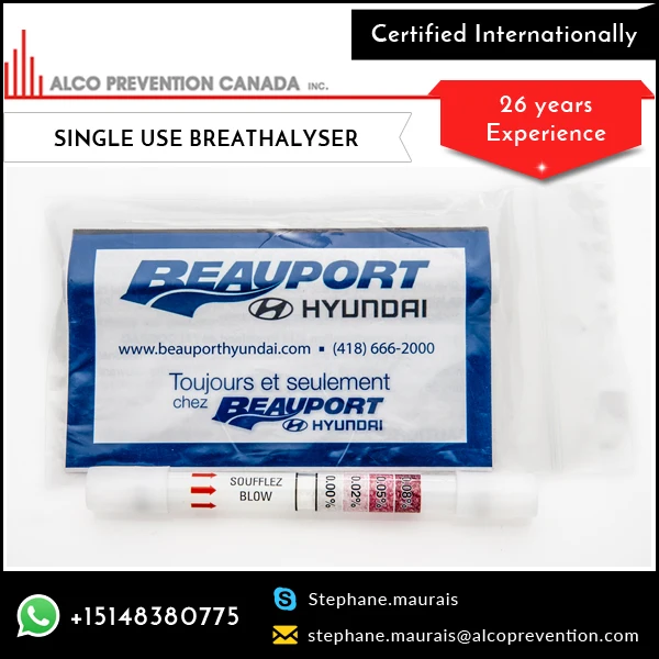 Certified Single Use Disposable Breathalyzer/Breath Alcohol Tester/Alco Tube Breathalyzer