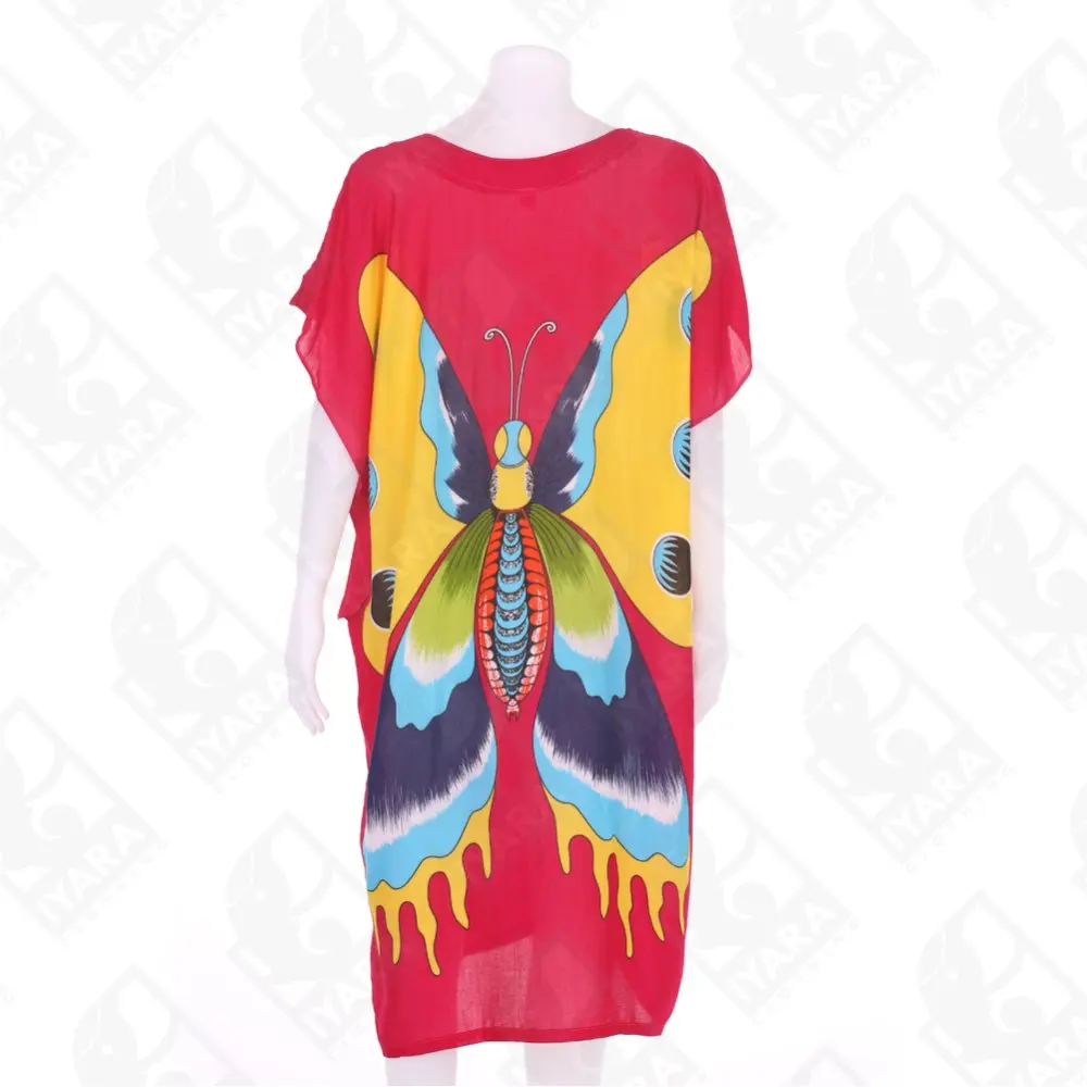 African Butterfly Rayon Kaftan Cover Up For Women Beach Dress