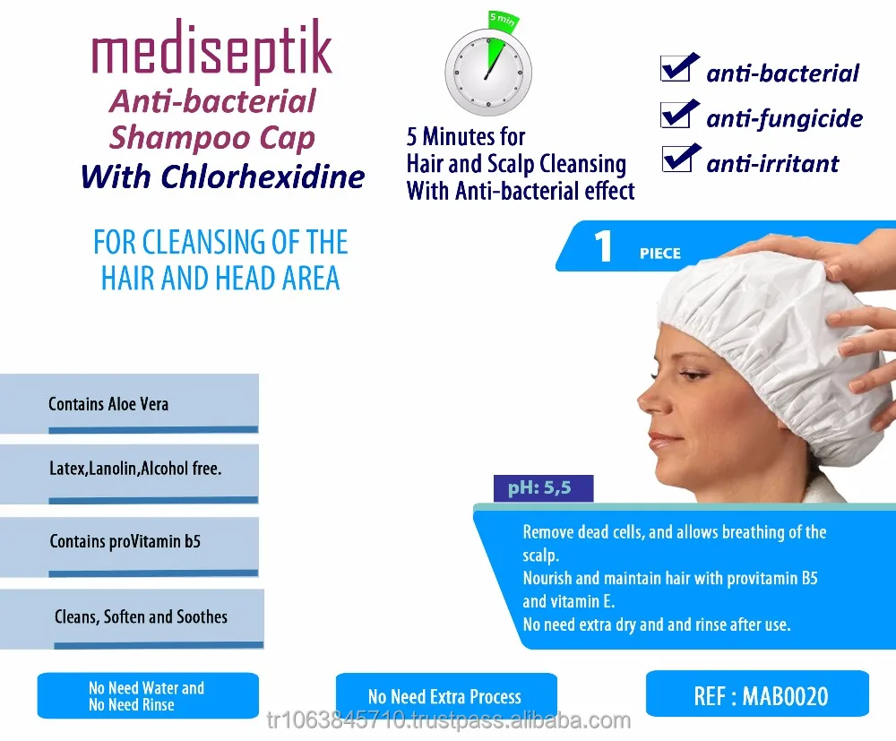 Anti-Bacterial Shampoo Cap - Wash Cap No Rinse for hair washing for disabled and elderly care