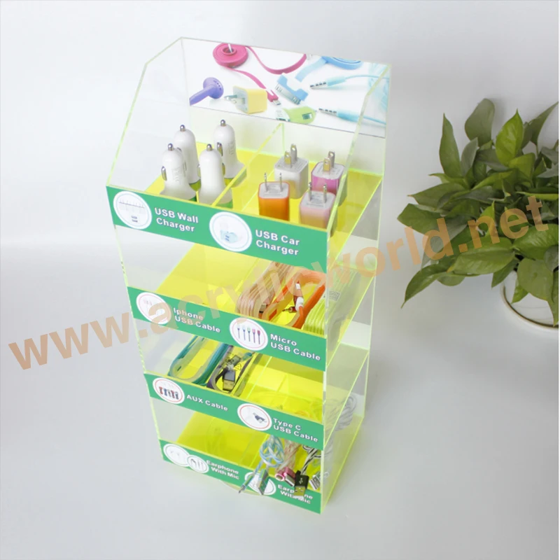 acrylic mobile phone accessories display rack,charger display stand,acrylic USB display shelf