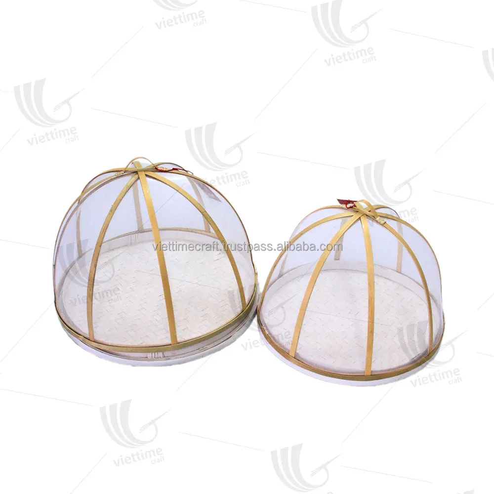 Blue bamboo fruit basket with net cover/Bamboo fruit basket, made of bamboo