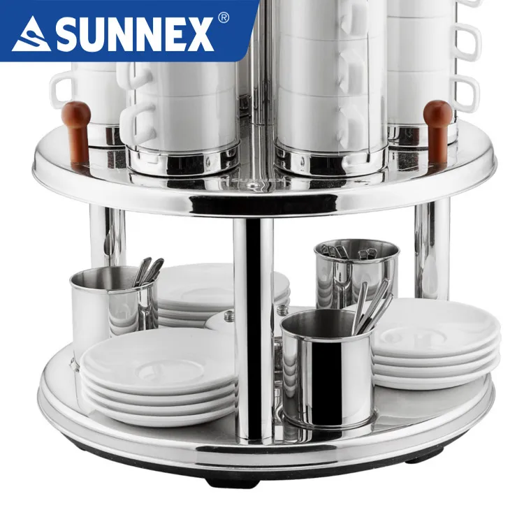 Stainless steel buffet coffee cup dispenser