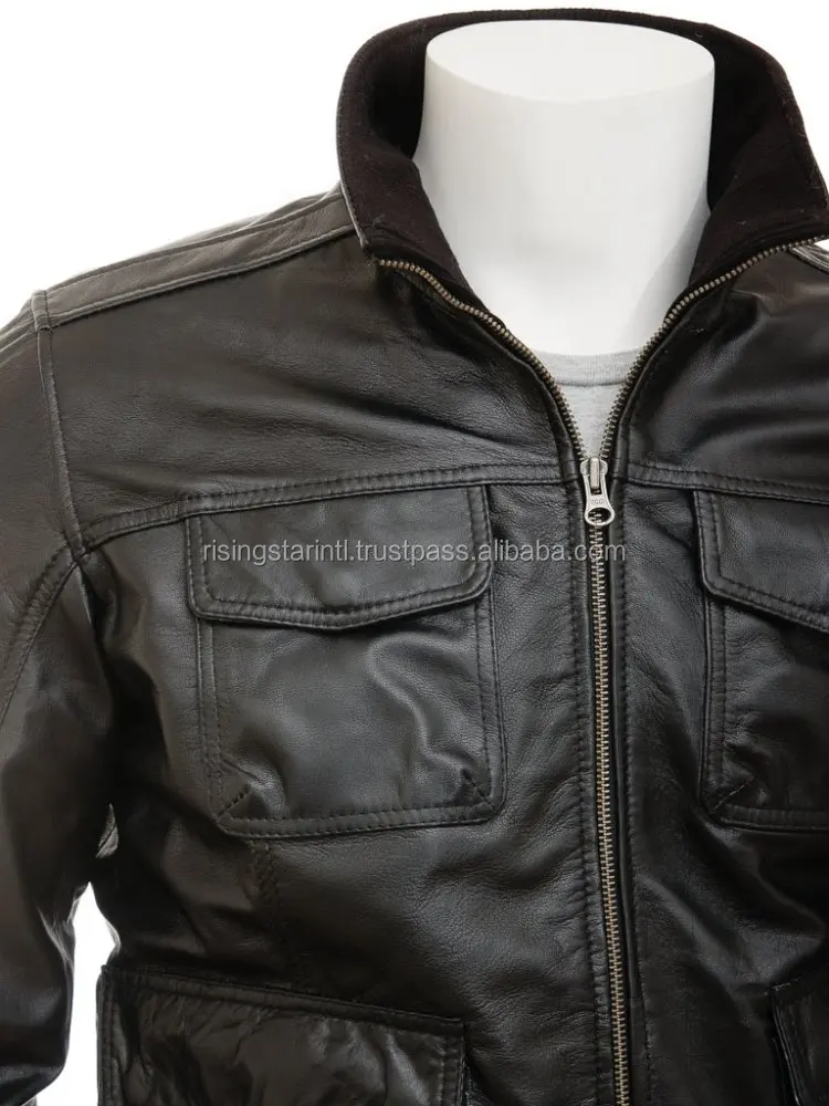 100% Cow leather pilot bomber custom jacket