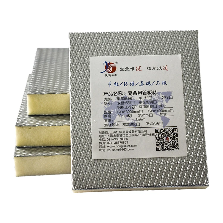 Pre Insulated Ventilation System Aluminum Ducts Panel Polyurethane/Pu/Phenolic Pre-Insulated Air Duct Panel