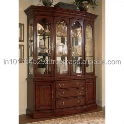 solid teak wood antique wooden showcase vintage style wooden bookcase