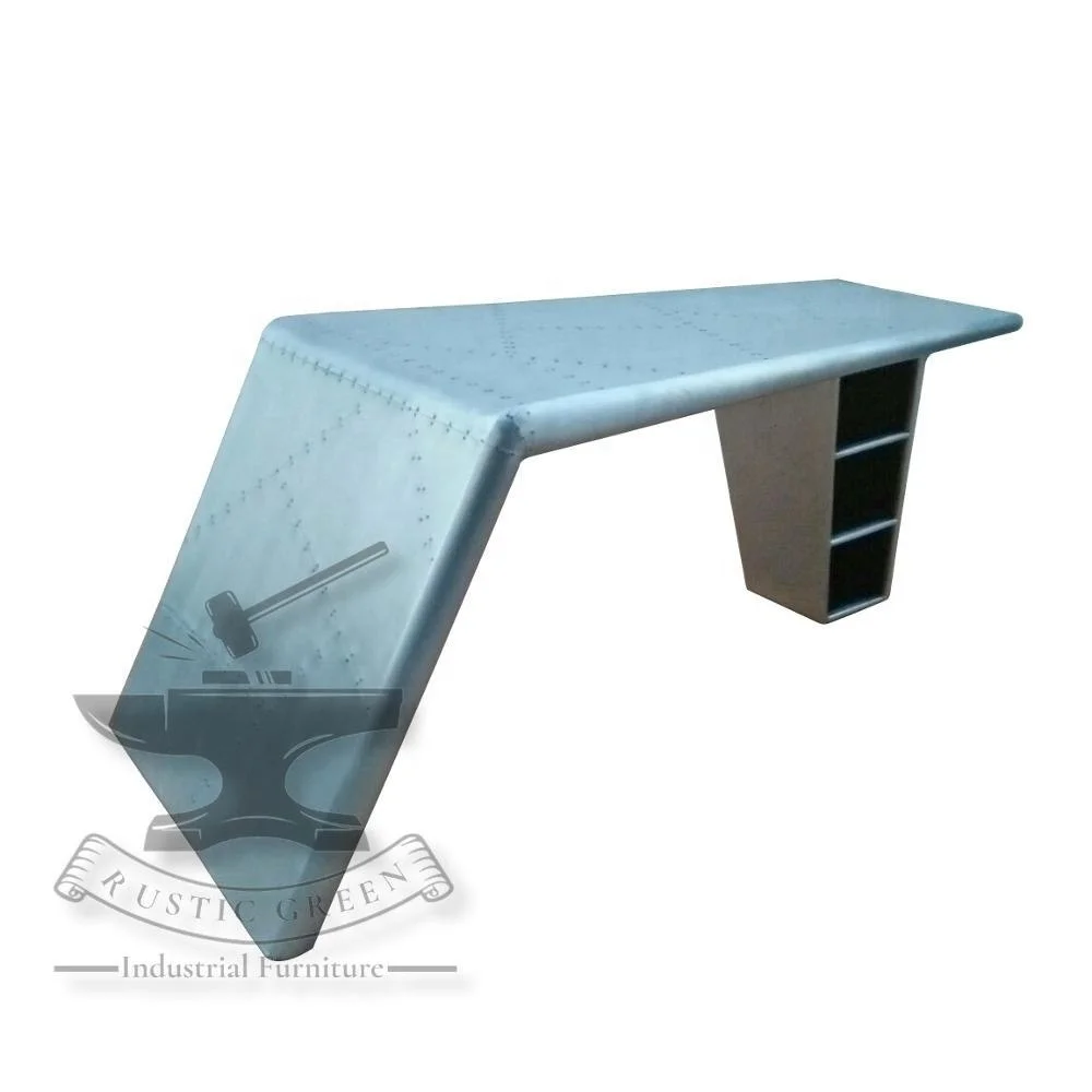 Modern Aviator Wing Desk Antiqued Design Durable Aluminium Furniture for Office School Living Room and Outdoor Use