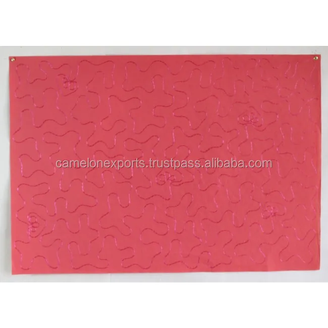 
Promotional recycled cotton paper embroidered gift red color designer sheet 