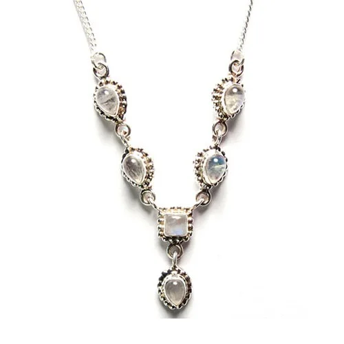 Rainbow Moonstone Silver Necklace Wholesale 925 Silver Jewelry