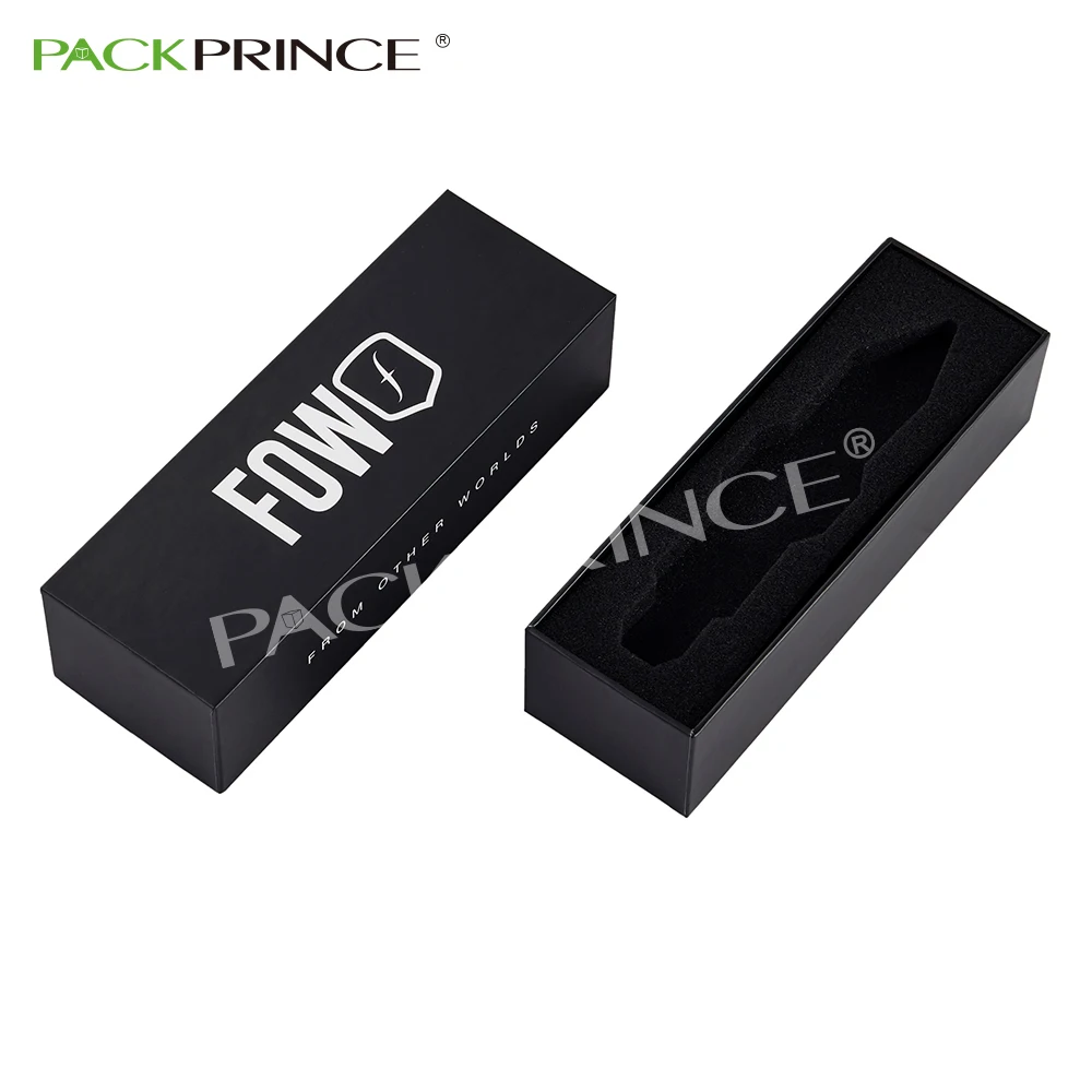 Элегантный черный мужской ремешок для часов, упаковка с вставкой из ЭВА, индивидуальный картон из твердой бумаги, одинарная коробка для часов