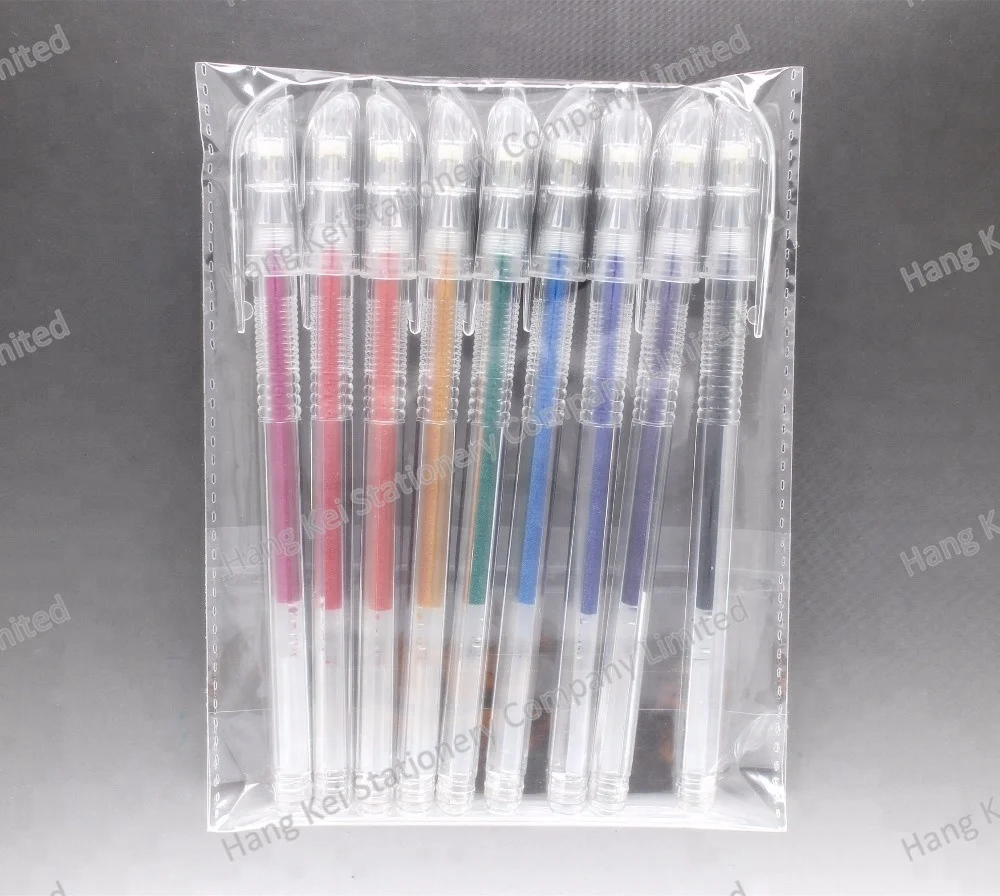 Free Samples Office and School Colorful Glitter Gel Pen Set Made of Durable Plastic