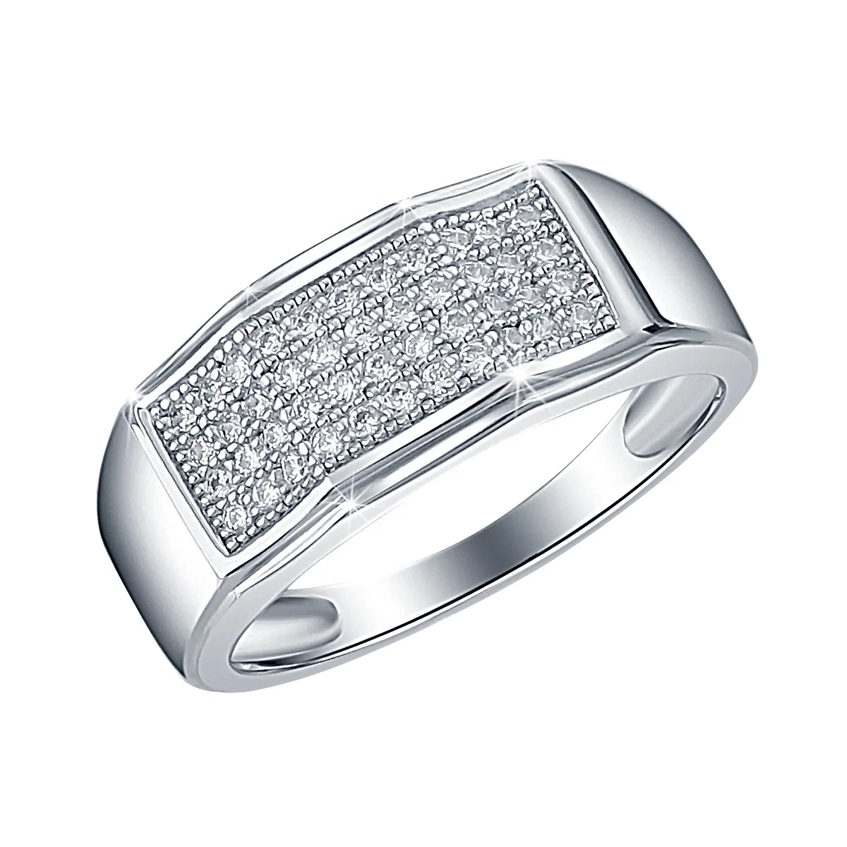 Manufacturer wholesale custom 925 sterling silver ring fashion jewelry rhodium plated diamond engagement big rings for men