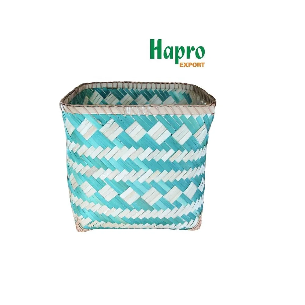 Single piece natural color folding luxury special bamboo basket weaving laundry product bamboo basket bamboo storages baskets