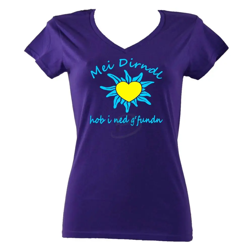 Ladies Girls Casual Long Sleeve V-neck Tops New Cold Oktoberfest T-shirts (bavaria leather pant t-shirt) 2024