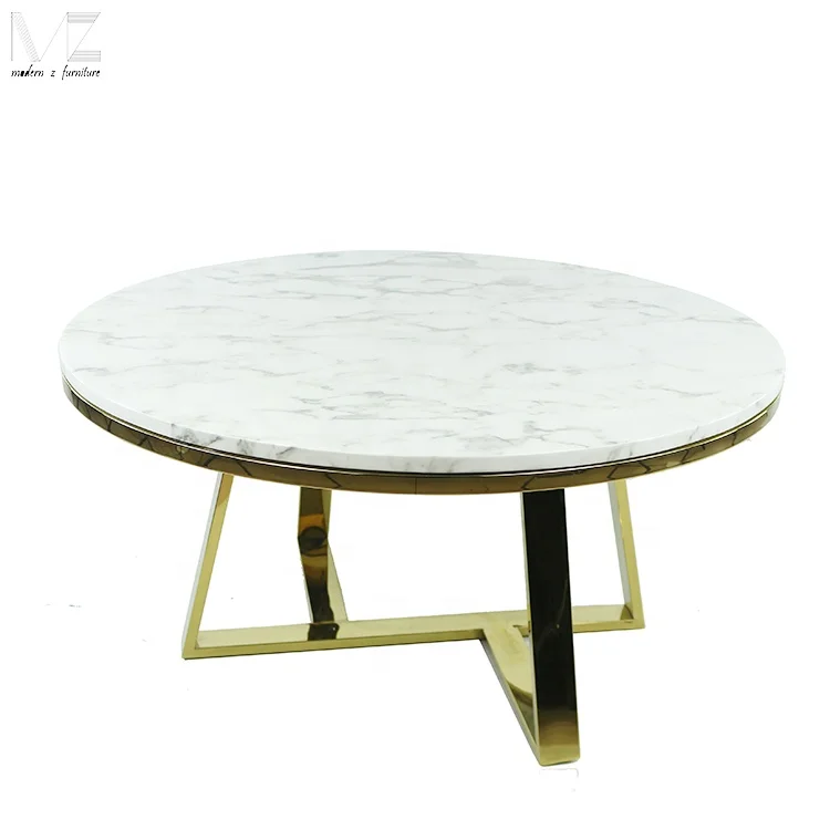 Modern luxury living room furniture simple Nordic design gold chrome Sofa center marble top coffee table