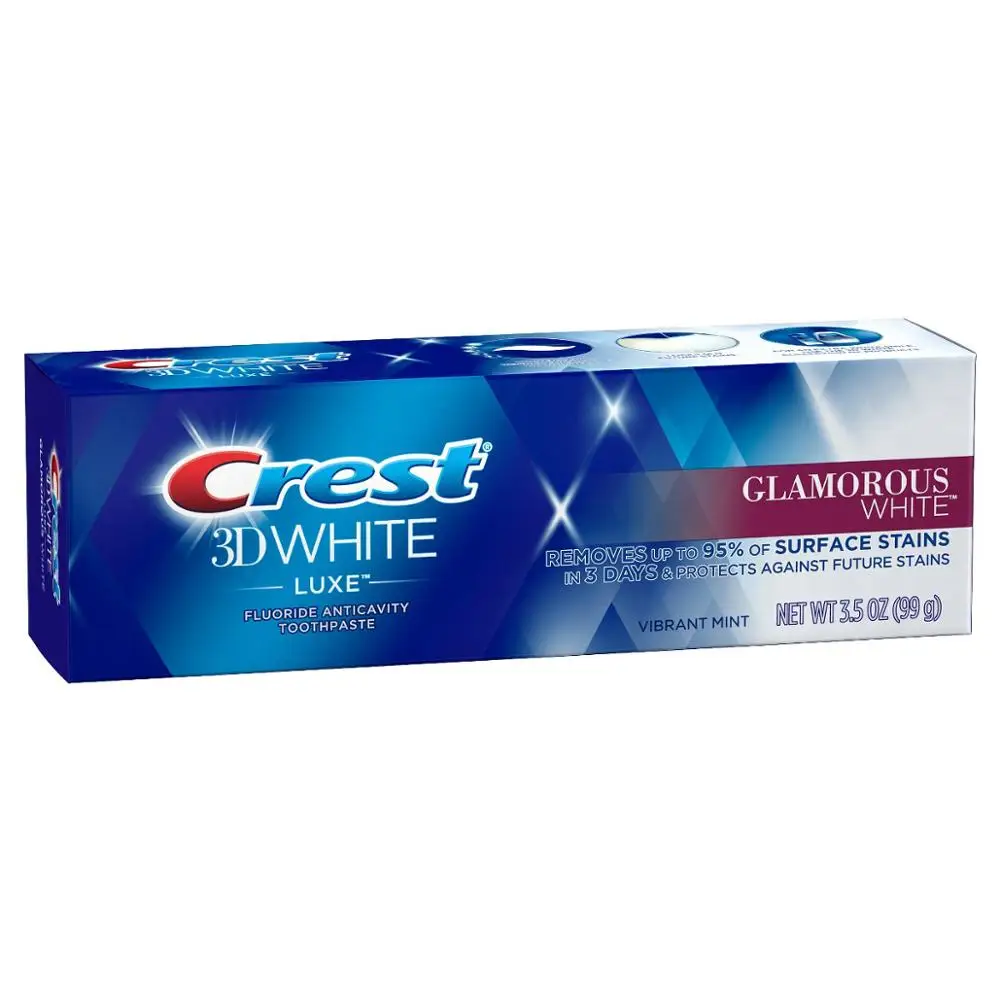 
Crest Toothpaste 3.5oz 3D White Vibrant Mint Luxe Glamorous White Whitening Strengthens enamel fluoride anticavity toothpaste 