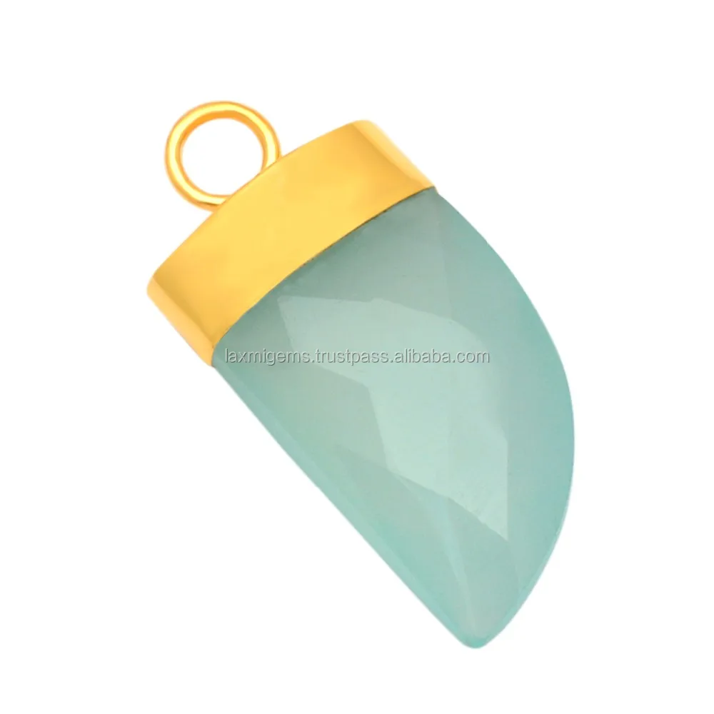 Indian work Aqua Chalcedony 925 sterling silver custom pendant