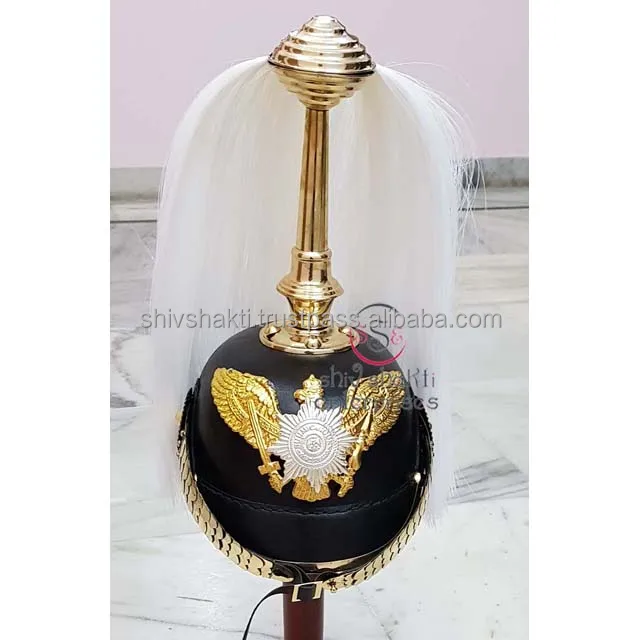 German Prussian Leather Helmet With Long Tail