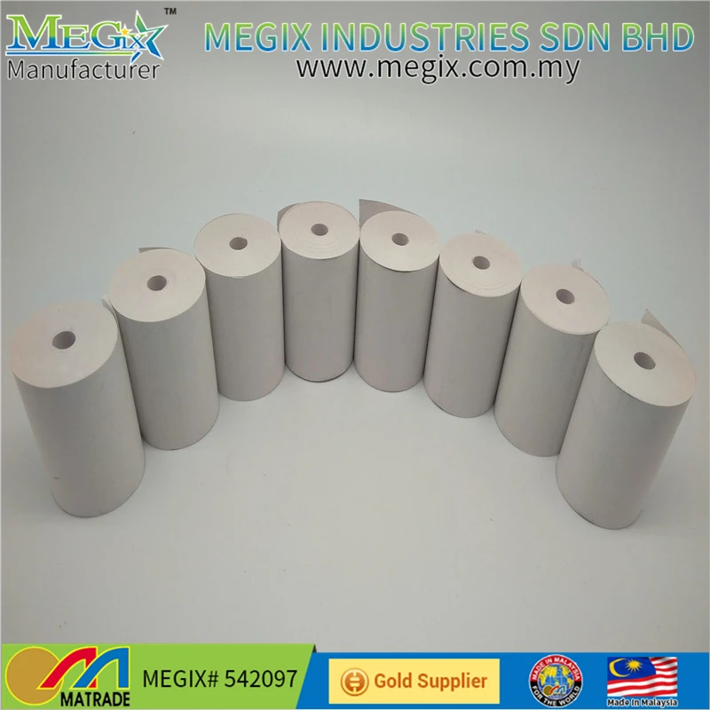 
Made in Malaysia MEGIX BPA FREE 48gsm 21/4 inch POS cash receipt register paper 57mm thermal paper 