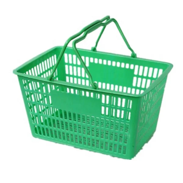 Shop good quality handle  plastic supermarket shopping basket for store