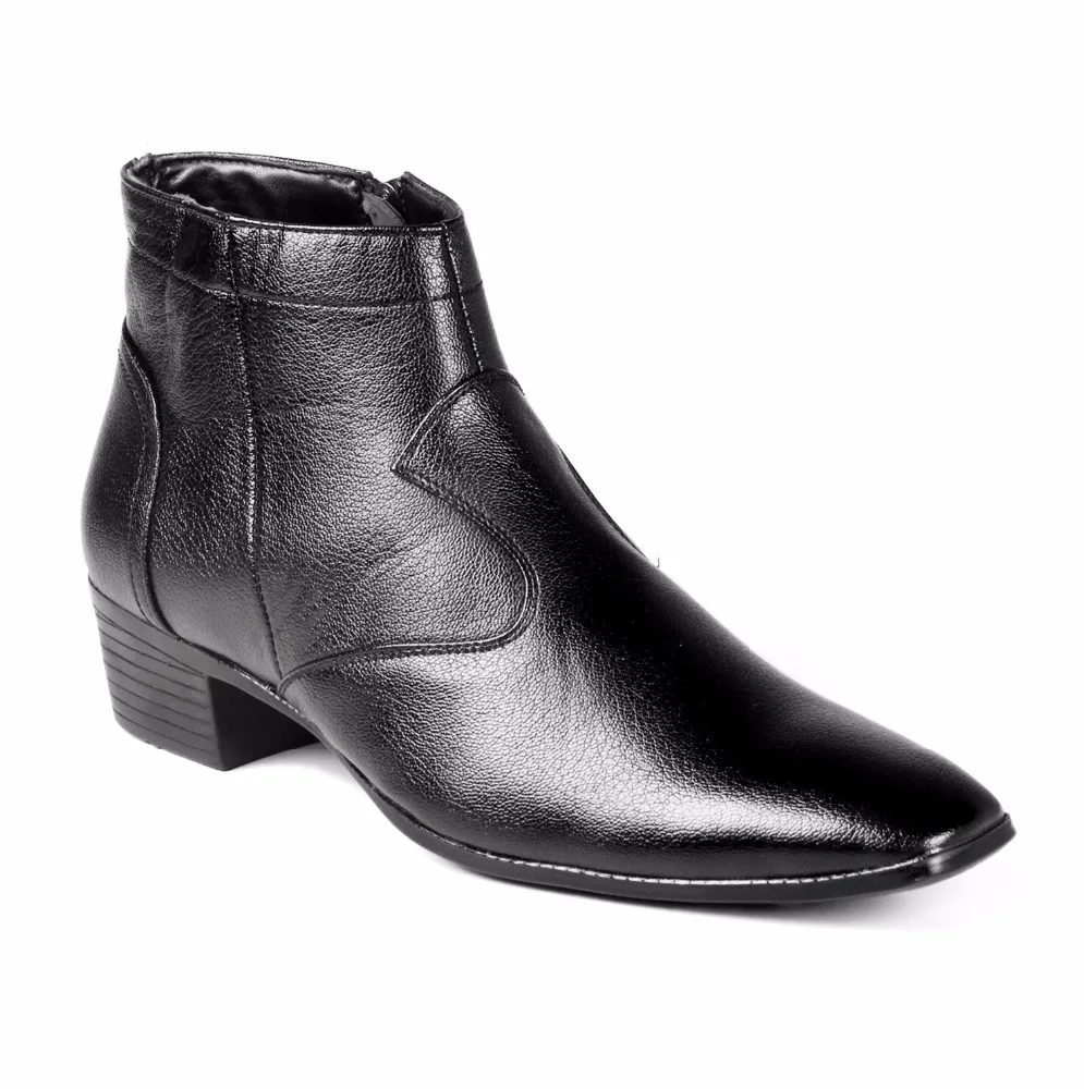 Мужские черные формальные стильные ботинки без шнуровки на кубинской подошве