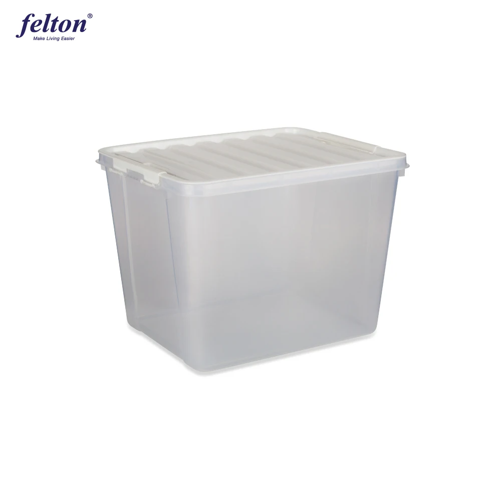 Storage Multipurpose Space Saving Storage Plastic Stackable Container Basket Box Bin With Lid W465 x D370 x H335 mm