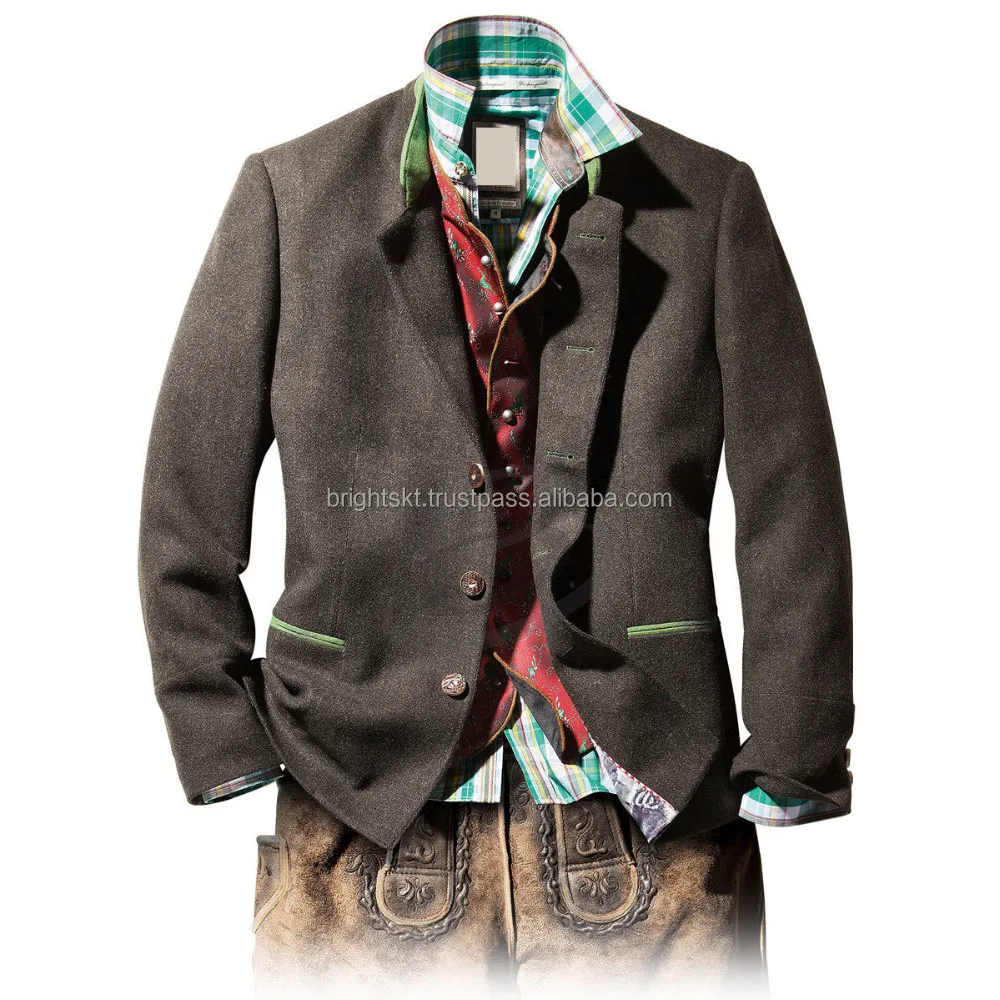 Trachten Men Jacket German Traditional Jacket 100% Polyester Shell for Winter Regular Clothing Length OEM Sailor Collar Finished