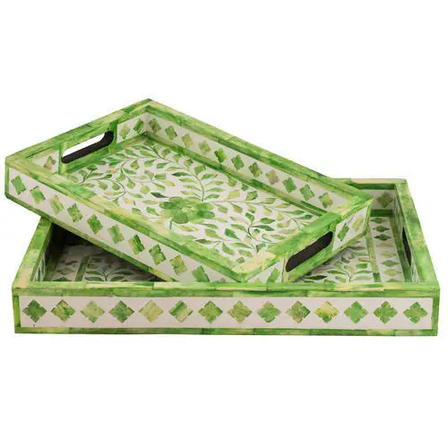 Beautiful Handmade Bone Inlay Modern Handmade Serving Tray | Best Price Indian Handmade Art Inlay Trays Manufacturer