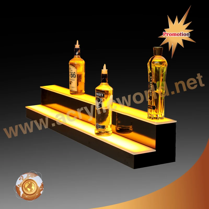 LED Lighted Liquor Bottle Display Shelf With Remote Control Home Bar Lighting Acrylic Wine Bottle Display Rack