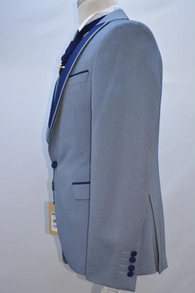 Мужской костюм смокинг для жениха облегающий деловой повседневный костюм синий комплект из 3 предметов