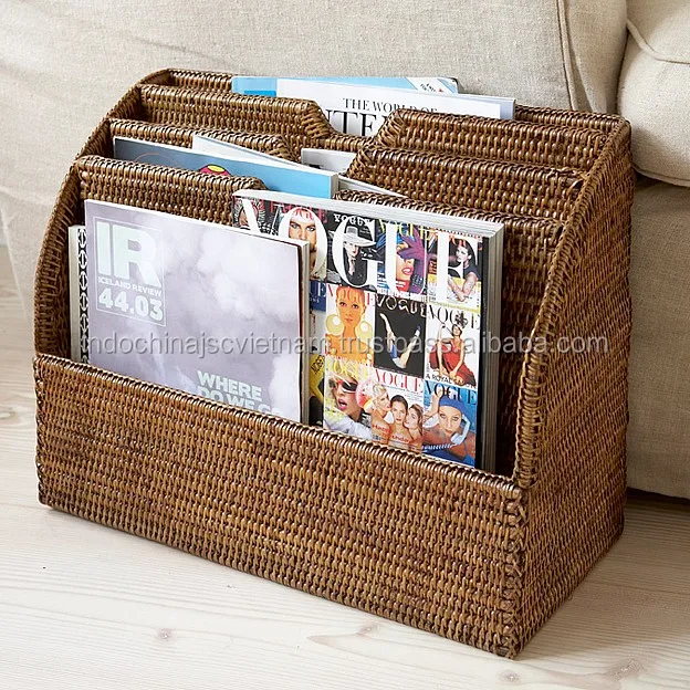 Eco-friendly natural rattan desk organizer, letter holder
