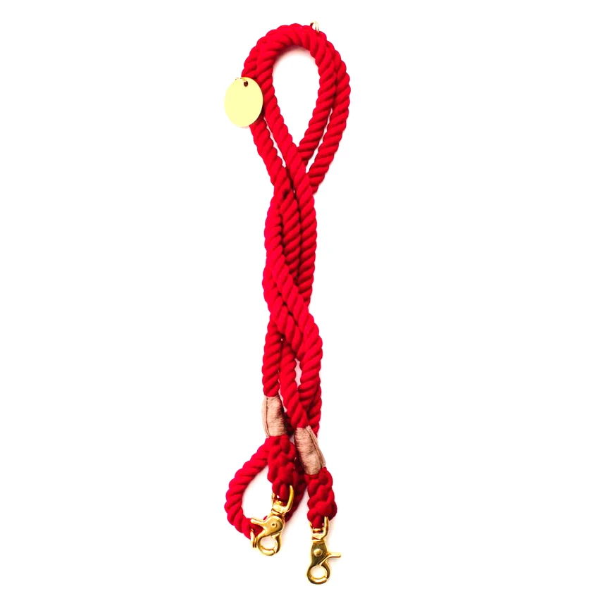 dog leash red cotton pet leashes set with brass hook handle wholesaler manufacturing pets accessories and suppliers