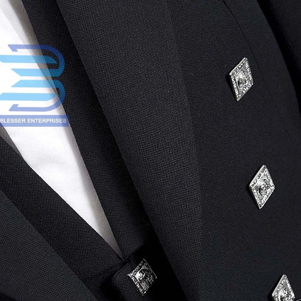 Prince Charlie Jacket with 3 Button Vest Navy Blue-Scottish Uniforms Jackets-Kilt Jackets