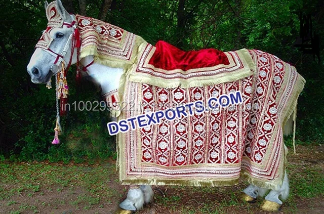 Indian Baraat Horse Costumes Designer Horse Costume With Umbrella Beautiful Heavy Carved Horse Costumes