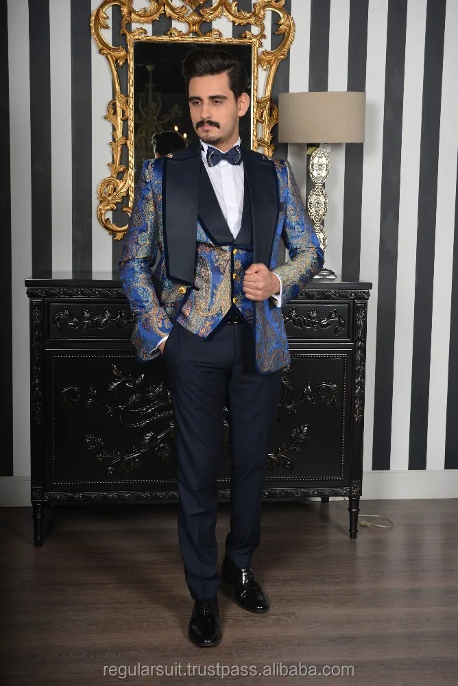 
Custom Made Blue Coat Pant Wedding Men Suit 
