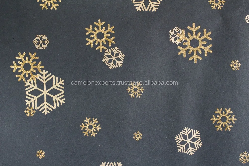 Metallic Golden And Sparkling Golden Print On Black 100 GSM Recycled Handmade Cotton Paper Sheets
