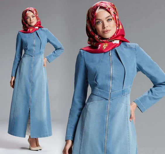 Denim Abaya Design Hooded Jilbab New Elegant Style