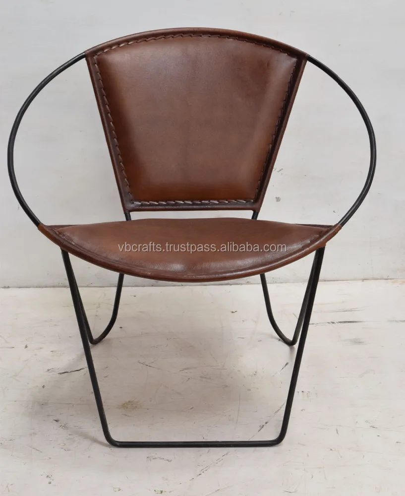 Genuine Leather Round Shape Classic Design Leisure Relax Lounge Hotel Reception Commercial Living Room Chair