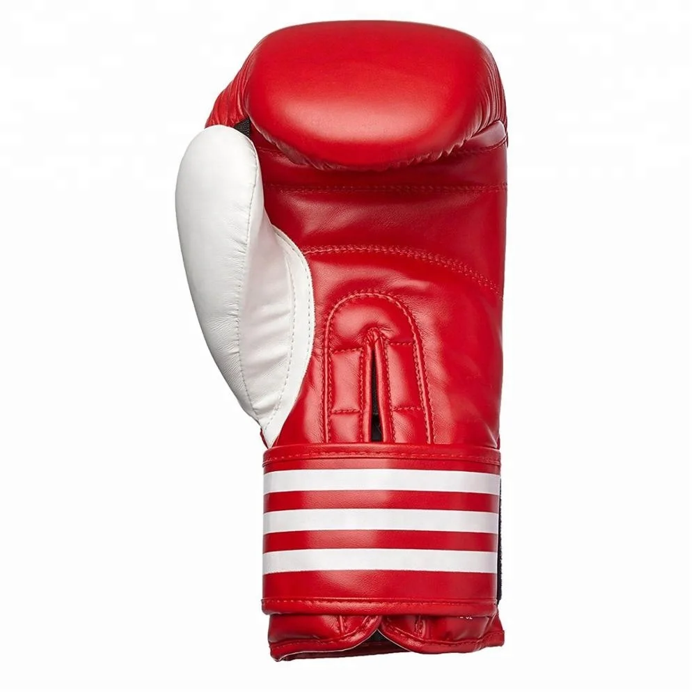 New Custom Made Leather Red with White Stripes Boxing Muay Thai Kick Boxing Bokshandschoenen MMA Training Boks Handskoene ME-130