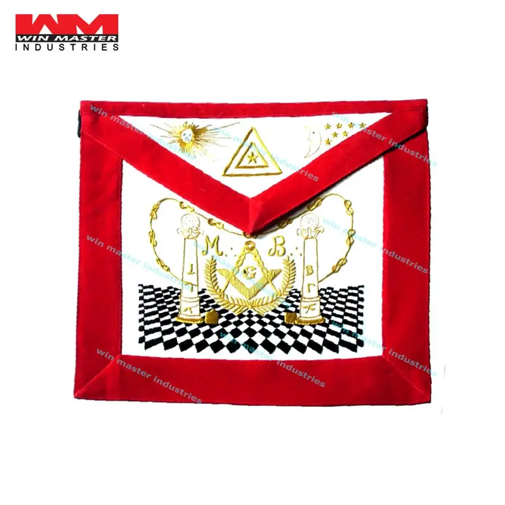 scottish rite F.MASONIC MASTER MASON APRON MB RED W G