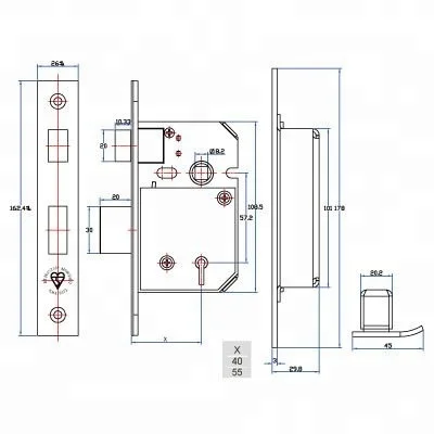 High Security 2.5 inch BS Kitemark 5 Lever Sash Mortise Door Lock