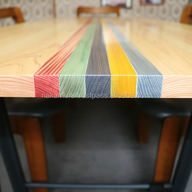 
Fashionable Dyed Hinoki Wood and Iron Dining Table Made in Japan 