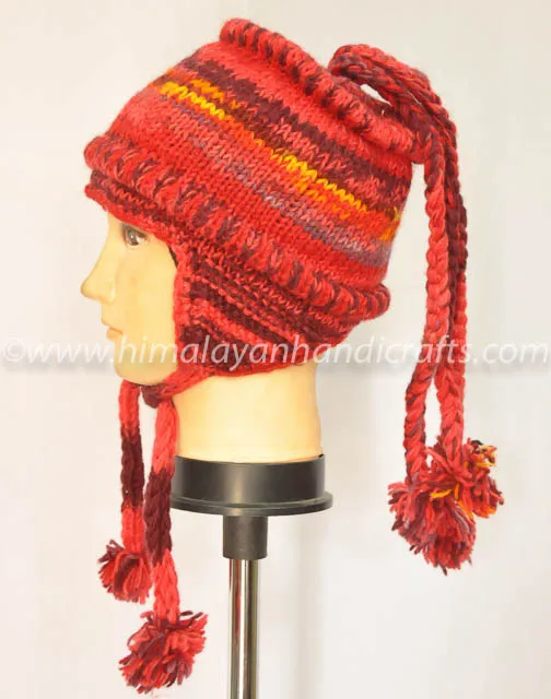 Handmade Peruvian Alpaca Chullo, Earflap Beanie. HHWTH 0011 E