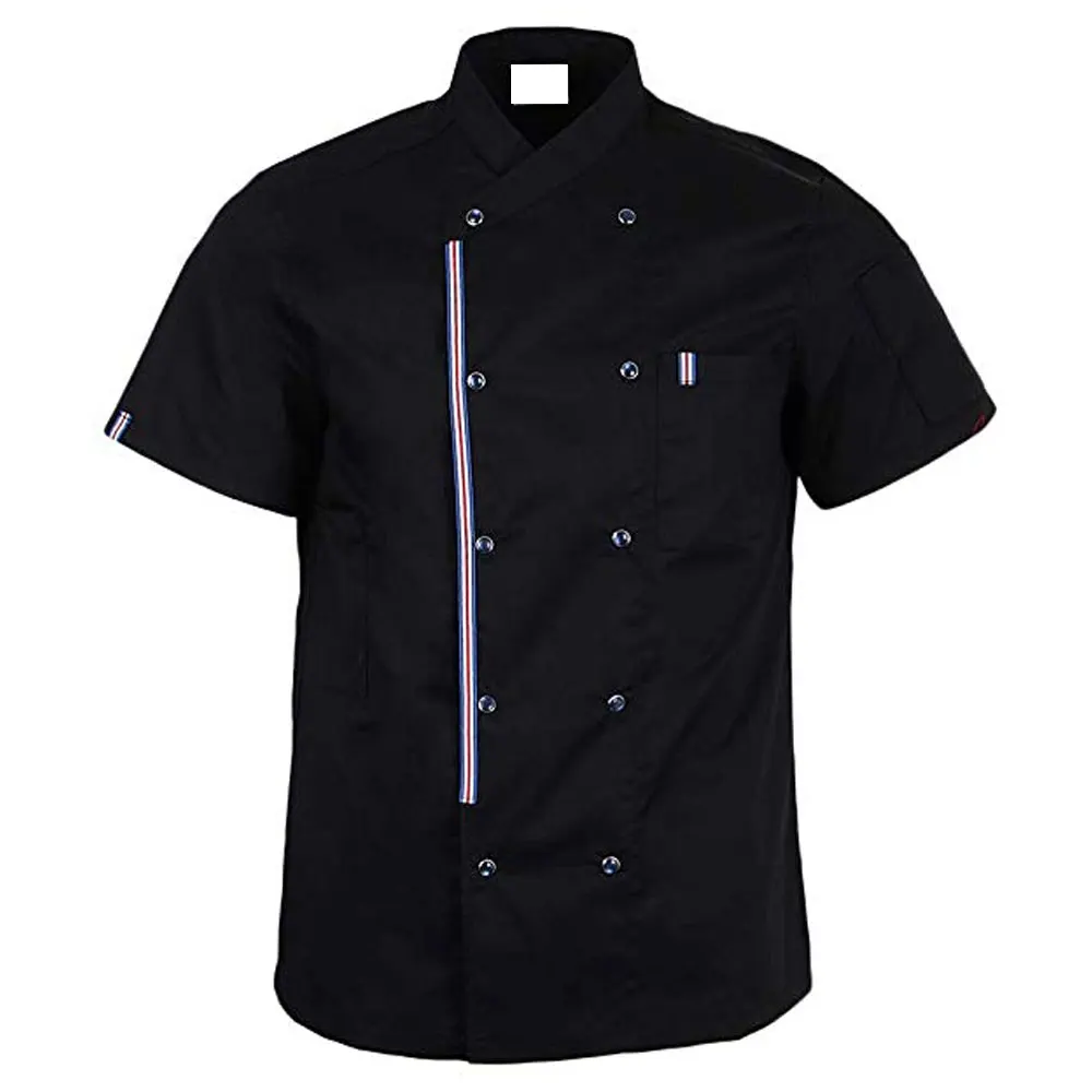 
Chefs Jacket Clothing Apron Press Stud Buttons Half Sleeve Unisex 