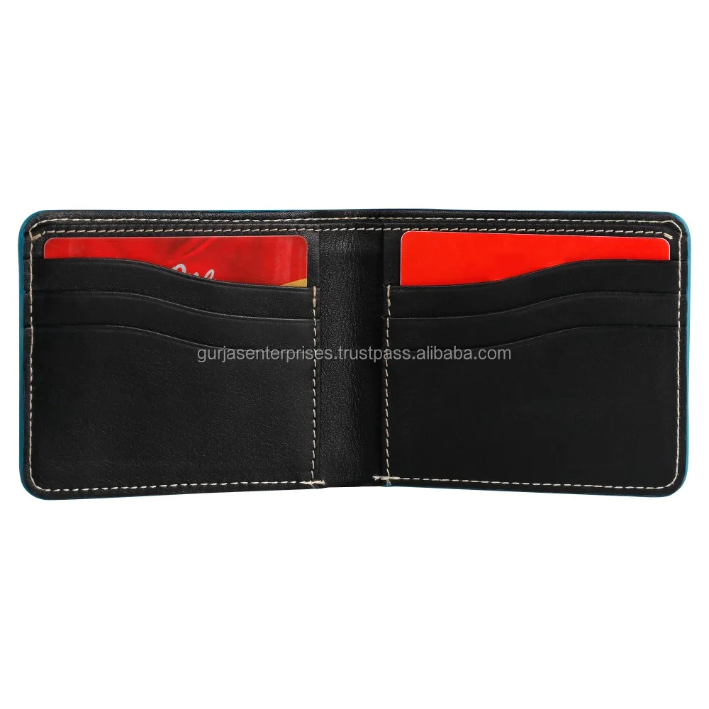 
Blue/ Black Vegetable Tanned Leather wallet 